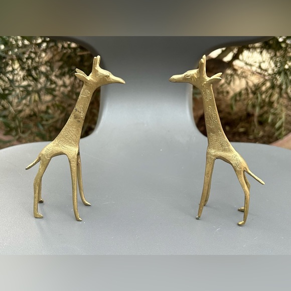 VTG 💯 Bronze Handcrafted Giraffe Sculptures 🇧🇯 Sz 5”x2” - Picture 4 of 5